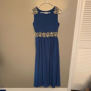 Blue & Silver ankle length dress